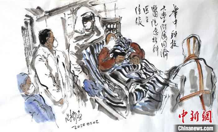 范扬“抗疫”作品 吴爱华 供图 摄  “为奥运喝彩”艺术总顾问范扬创作100多幅“战疫”画作